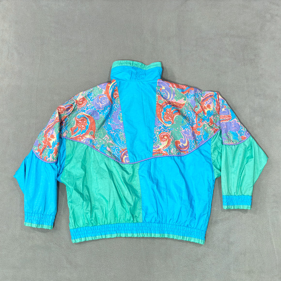 Giacca Sport Bomber Jacket Coat 80s 90s Shoulder Pads Retro Women's Size Medium - Picture 12 of 16